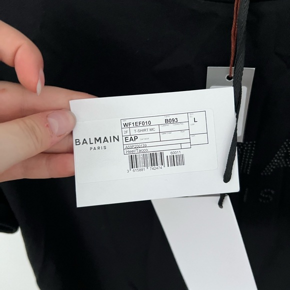 BNWT Balmain Paris Black Logo Tee Shirt - Picture 6 of 7